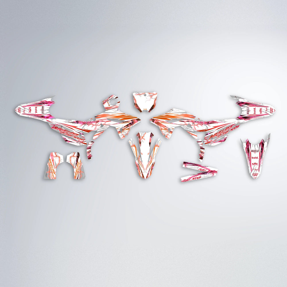 DIVINE Honda graphics kit parts layout in Red & Orange