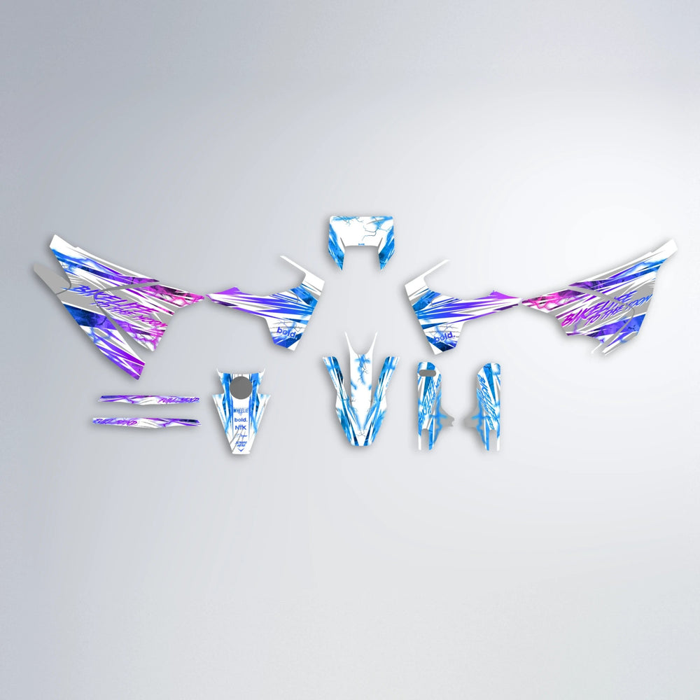 DIVINE Husqvarna 701 graphics kit parts layout in Blue Purple Fade