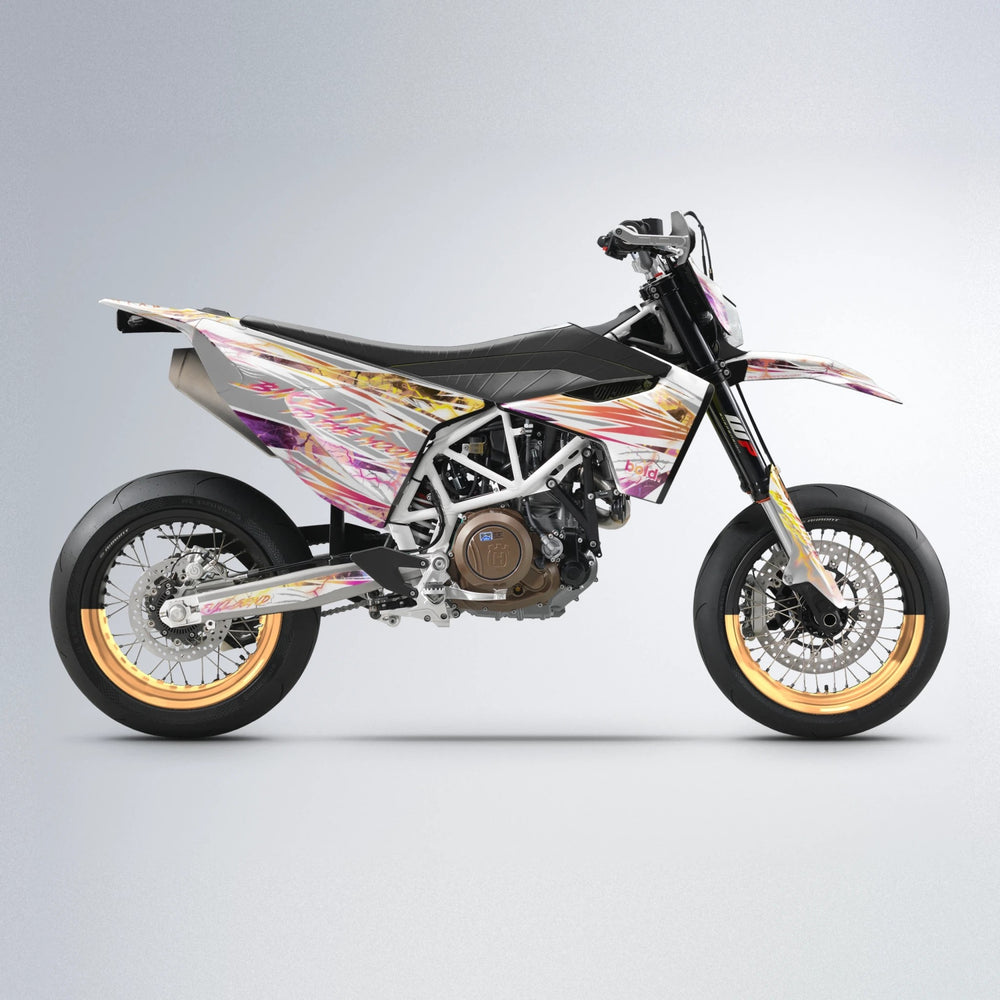 DIVINE Husqvarna 701 supermoto graphics kit in Pink & Yellow
