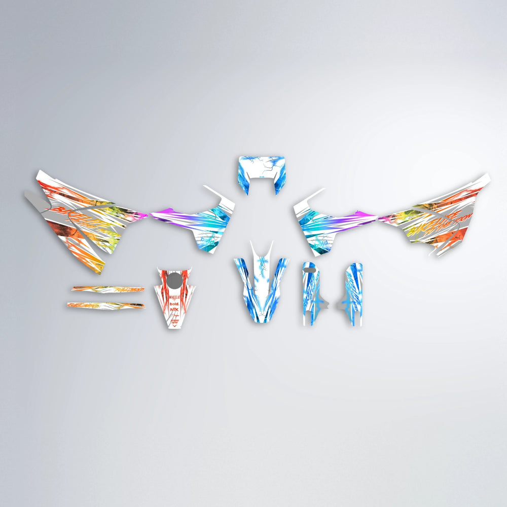 DIVINE Husqvarna 701 graphics kit parts layout in Sunset Fade