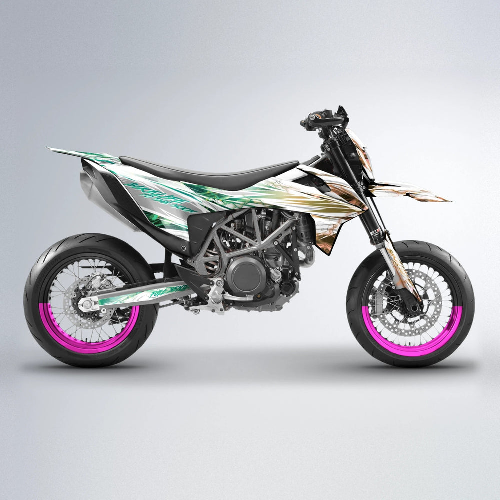 DIVINE KTM SMC 690 supermoto graphics kit in Pink & Light Blue