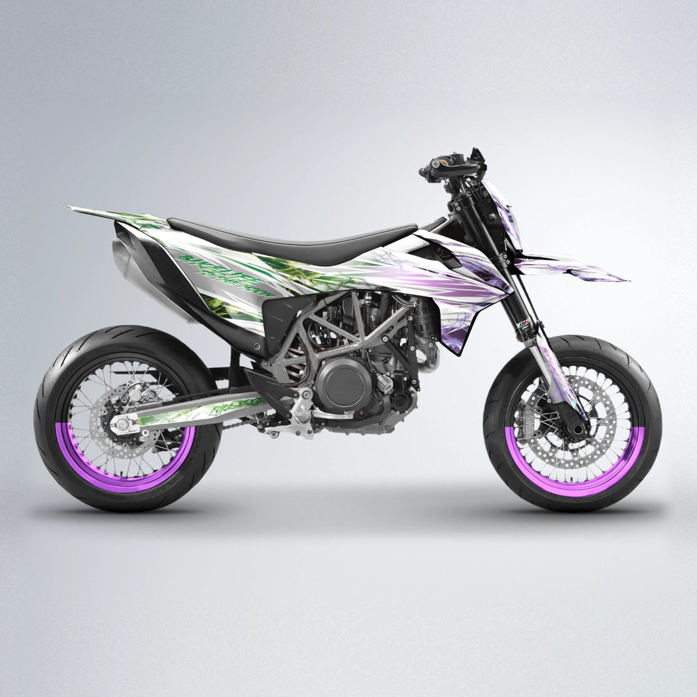 DIVINE KTM SMC 690 supermoto graphics kit in Purple & Yellow