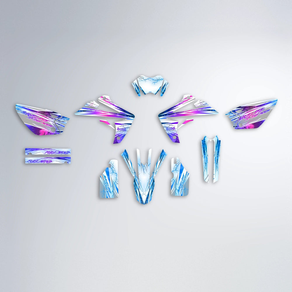 DIVINE Rieju MRT graphics kit parts layout in Blue Purple Fade