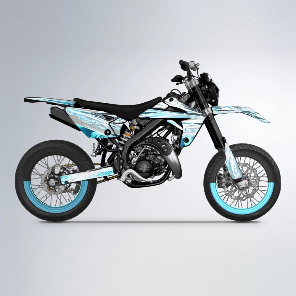 DIVINE Rieju MRT supermoto graphics kit in Light Blue & White