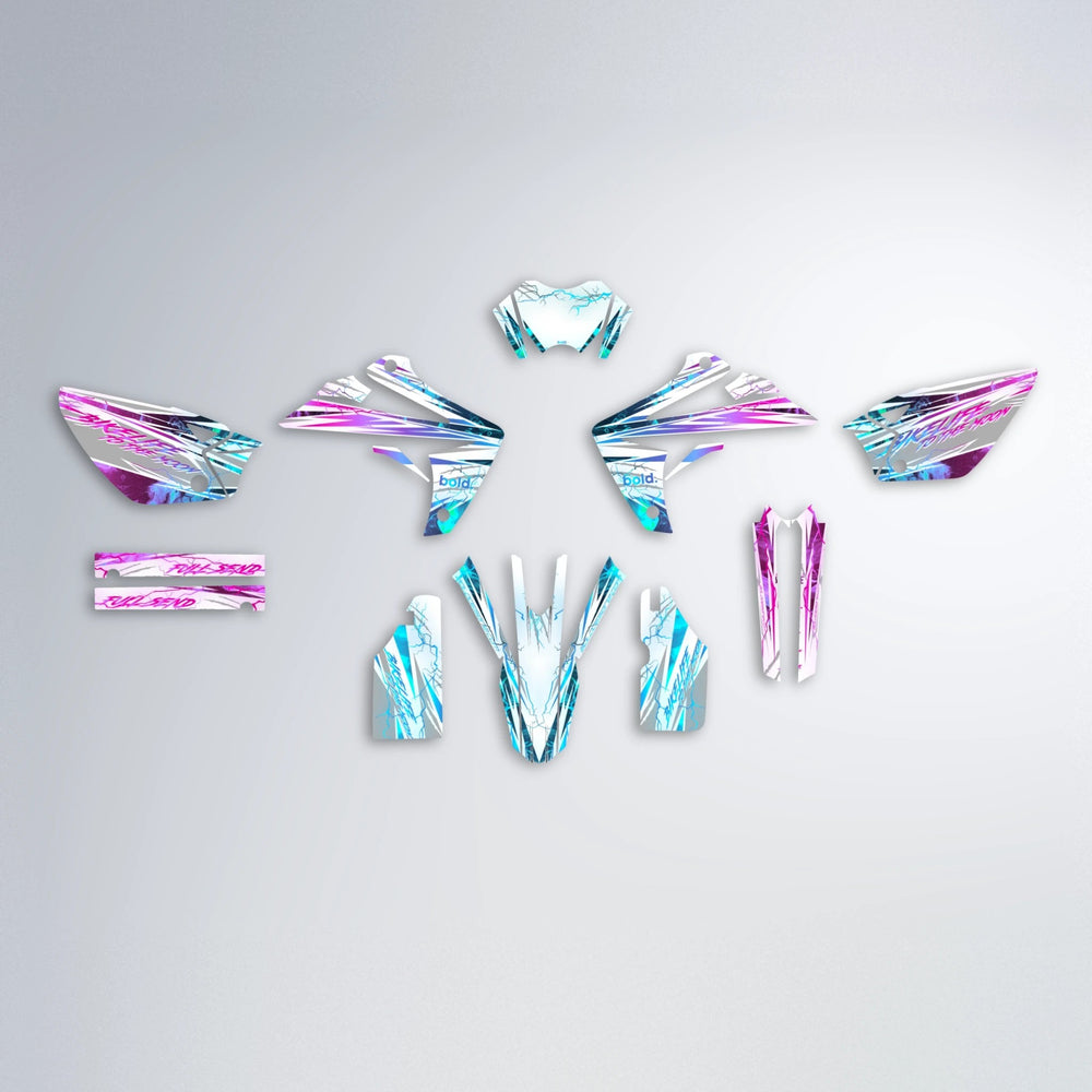 DIVINE Rieju MRT graphics kit parts layout in Pink & Light Blue