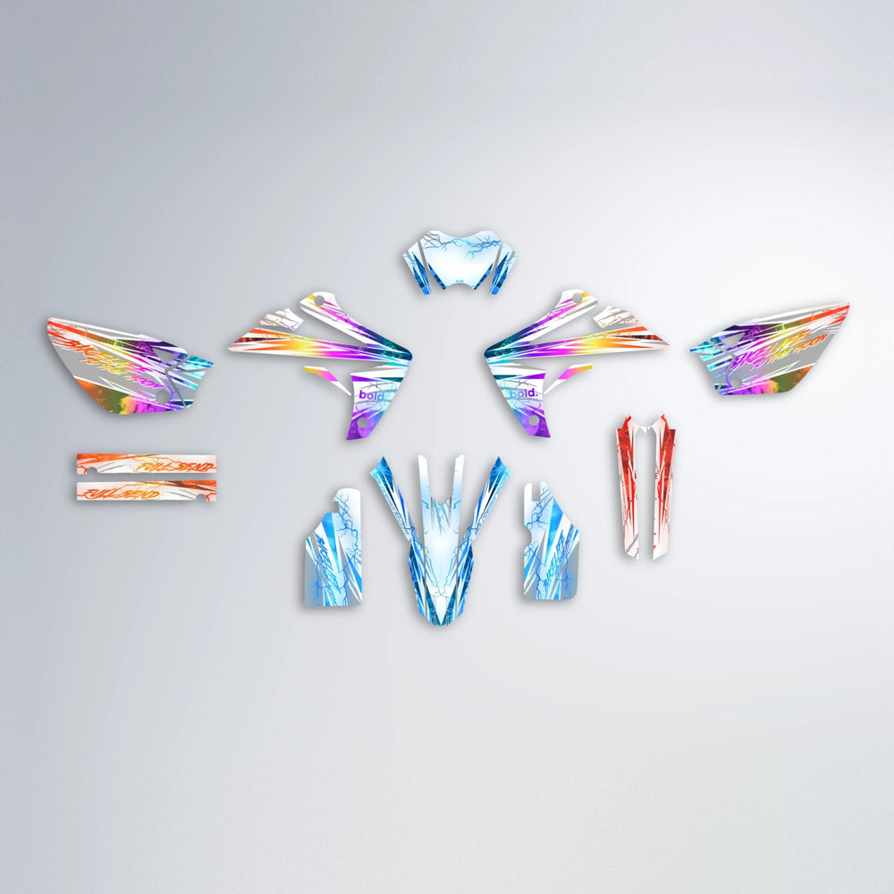 DIVINE Rieju MRT graphics kit parts layout in Sunset Fade
