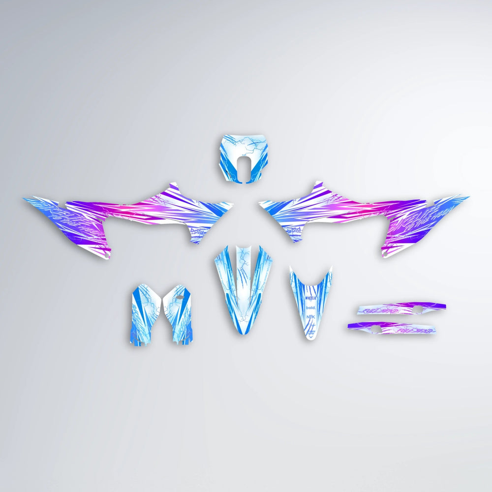 DIVINE Stark Varg SM graphics kit parts layout in Blue Purple Fade