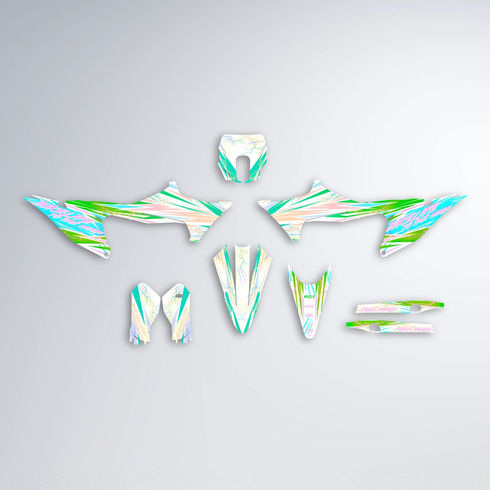 DIVINE Stark Varg SM graphics kit parts layout in Cyan & Green