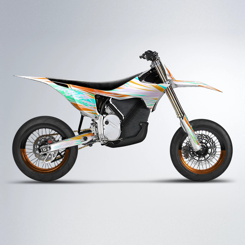 DIVINE Stark Varg SM supermoto graphics kit in Orange & Yellow