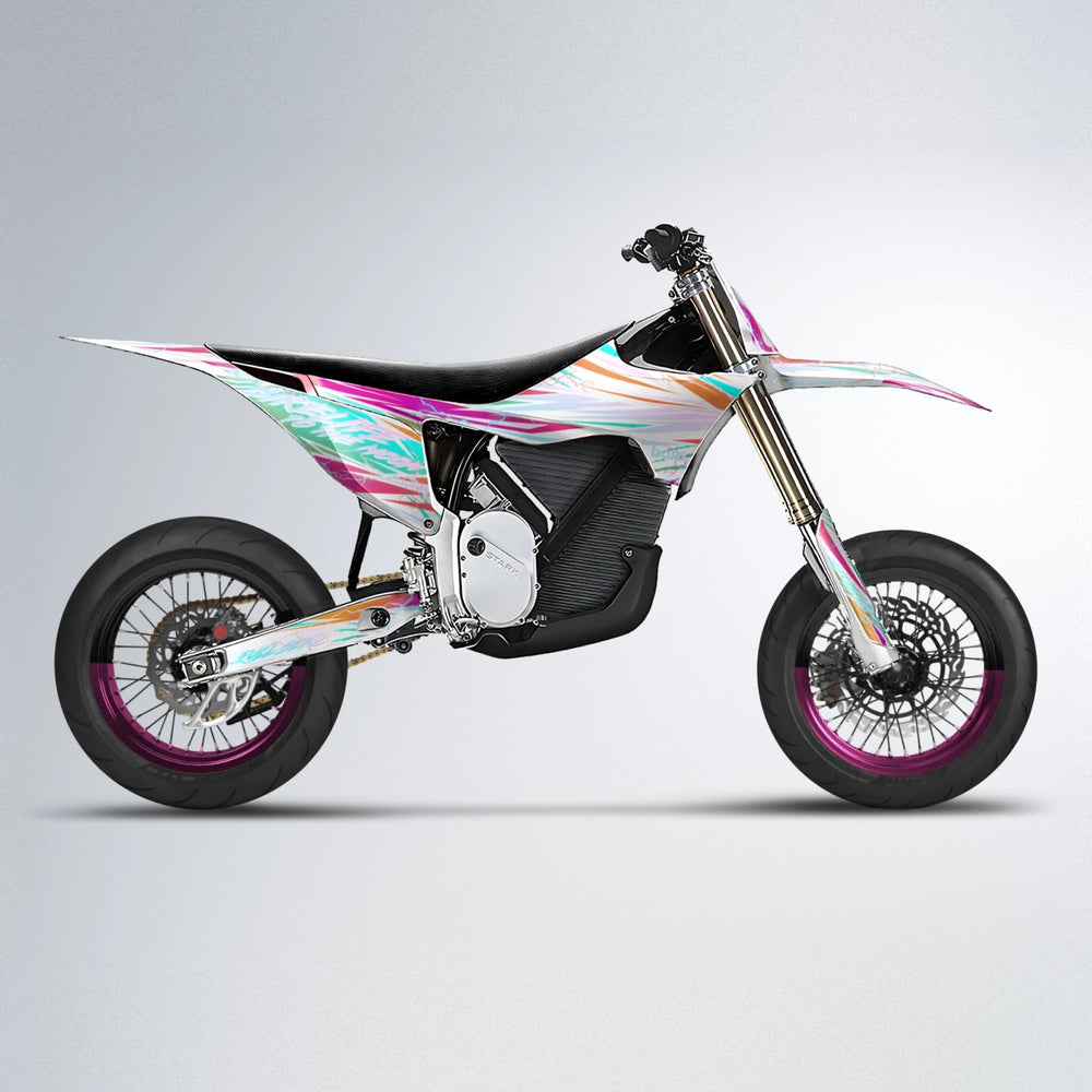 DIVINE Stark Varg SM supermoto graphics kit in Pink & Yellow