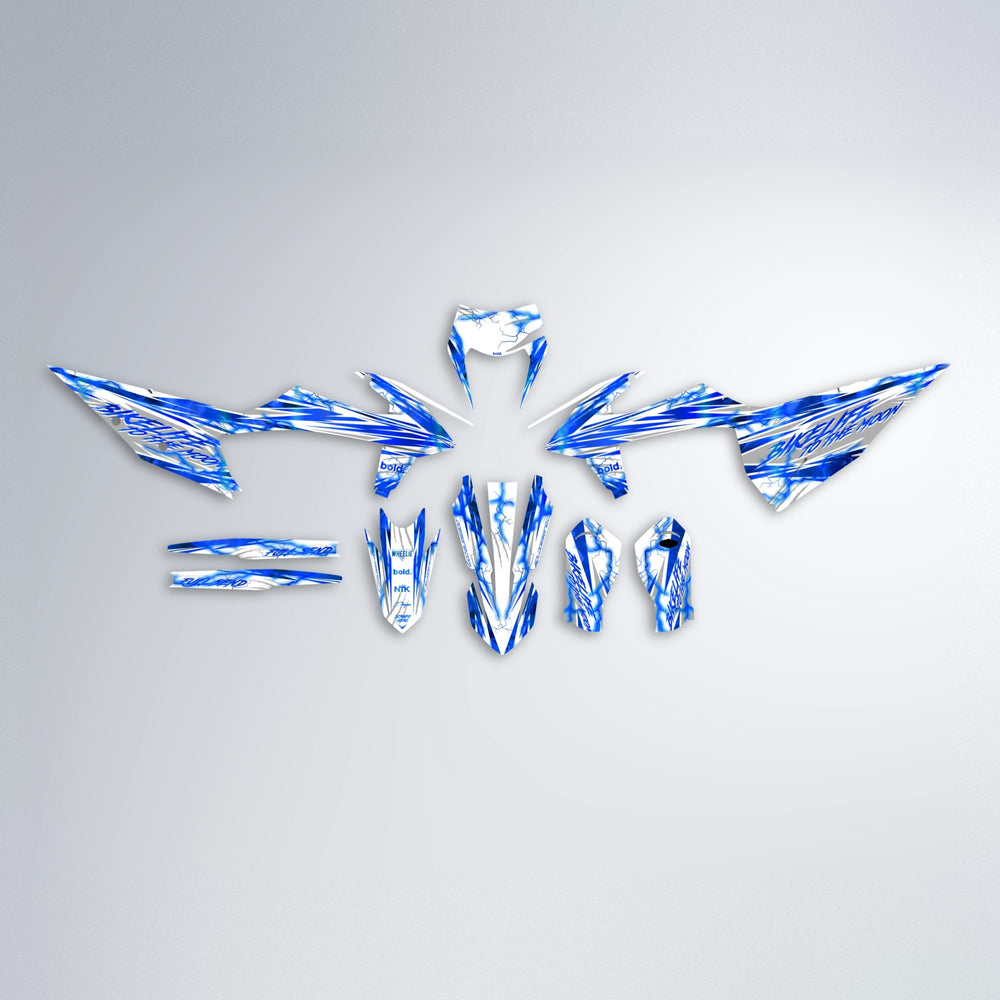 DIVINE graphics kit parts layout in Blue Chrome