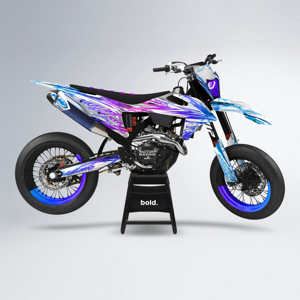 DIVINE supermoto graphics kit in Blue Purple Fade