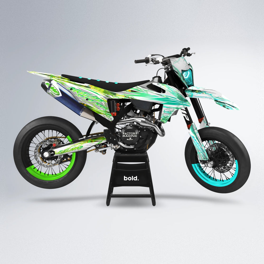 DIVINE supermoto graphics kit in Cyan & Green