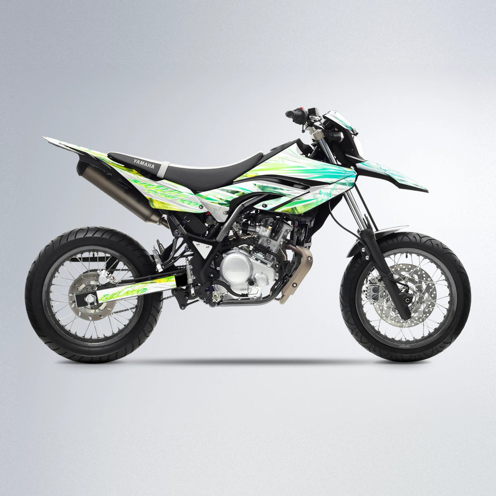DIVINE Yamaha WR 125X supermoto graphics kit in Cyan & Green