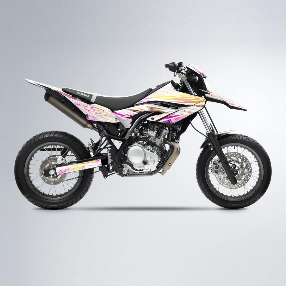 DIVINE Yamaha WR 125X supermoto graphics kit in Pink & Yellow