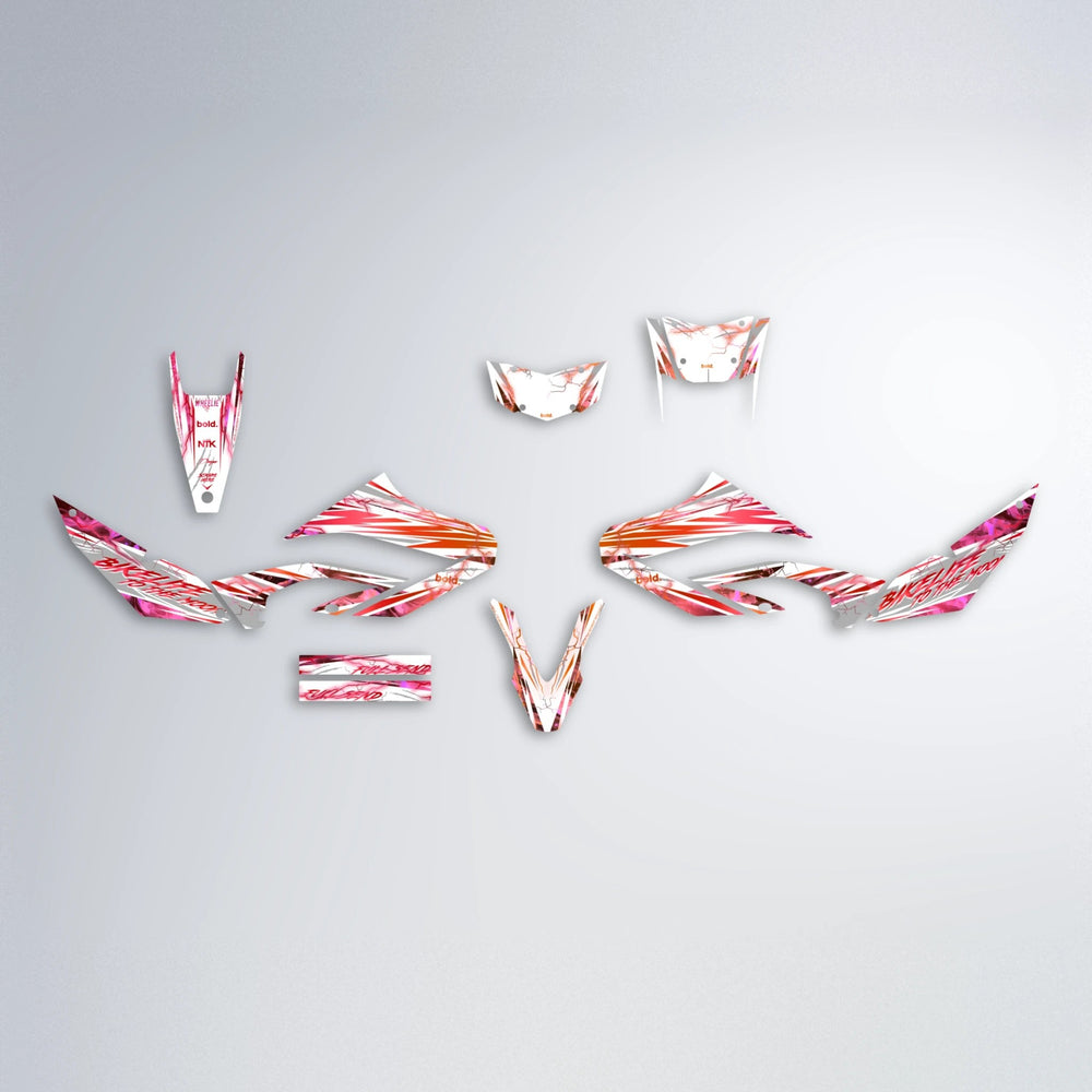 DIVINE Yamaha WR 125X graphics kit parts layout in Red & Orange