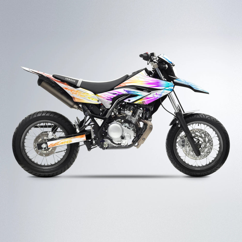 DIVINE Yamaha WR 125X supermoto graphics kit in Sunset Fade