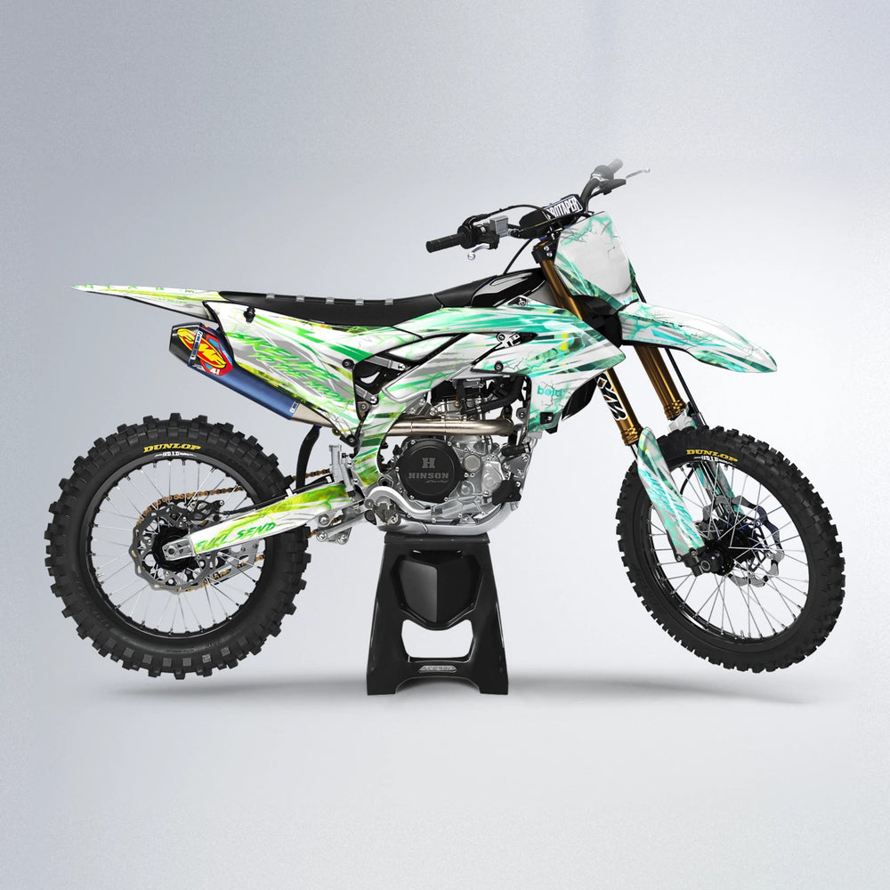 DIVINE Yamaha YZF MX motocross graphics kit in Cyan & Green