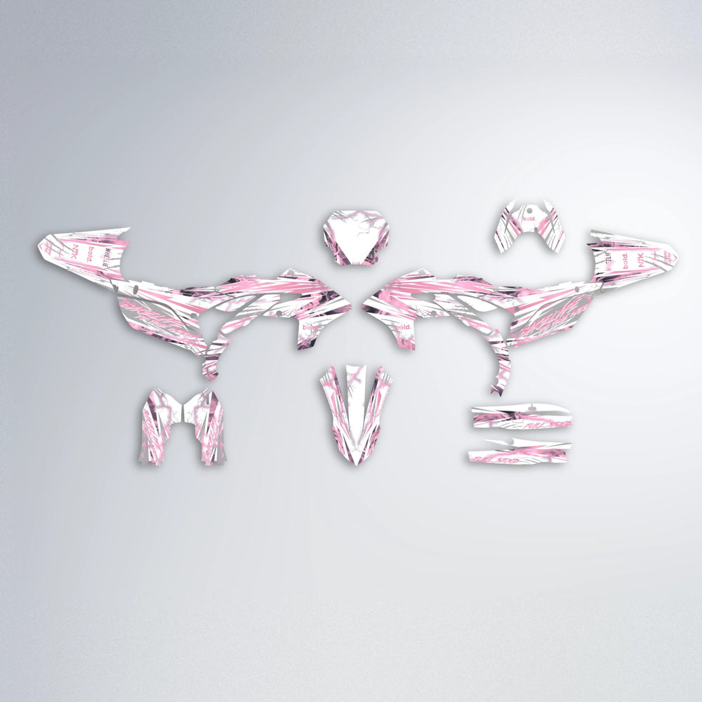 DIVINE Yamaha YZF MX graphics kit parts layout in Sakura Pink