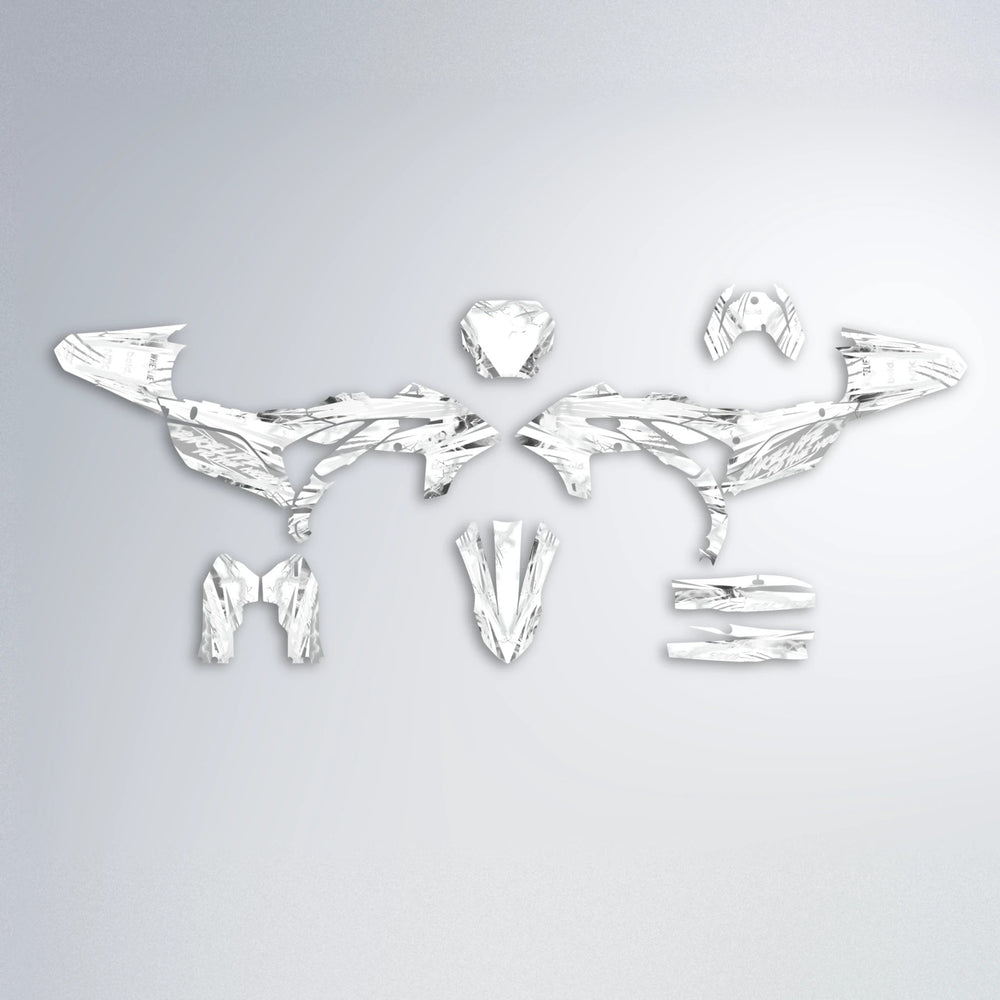 DIVINE Yamaha YZF MX graphics kit parts layout in White