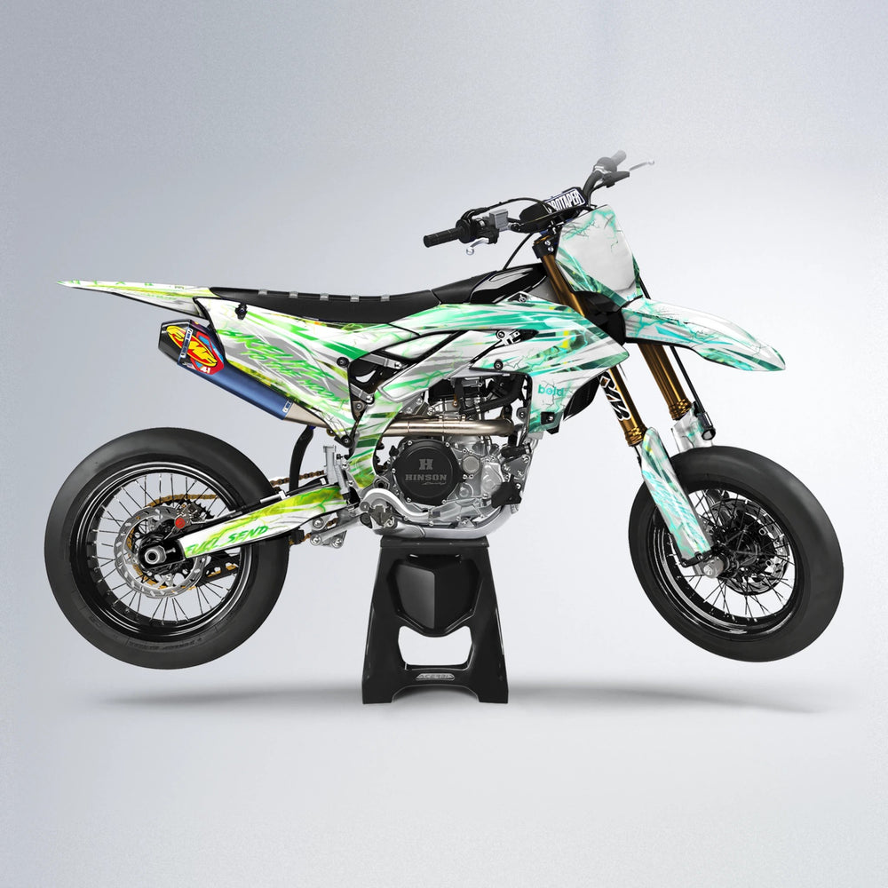 DIVINE Yamaha YZF SM supermoto graphics kit in Cyan & Green