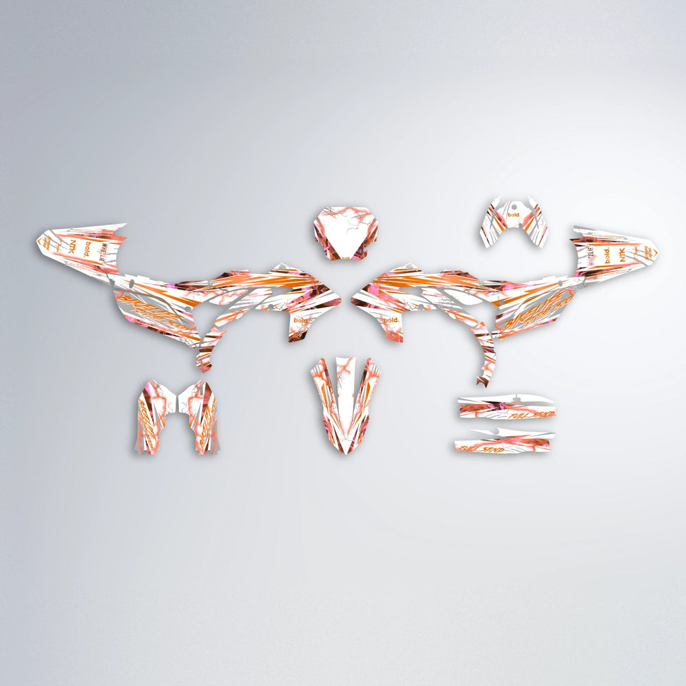 DIVINE Yamaha YZF SM graphics kit parts layout in Orange