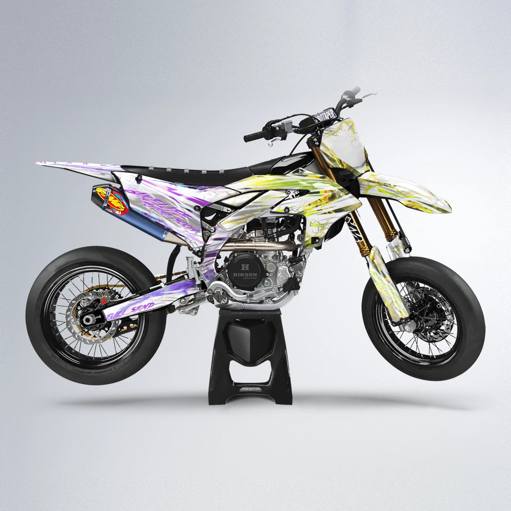 DIVINE Yamaha YZF SM supermoto graphics kit in Purple & Yellow
