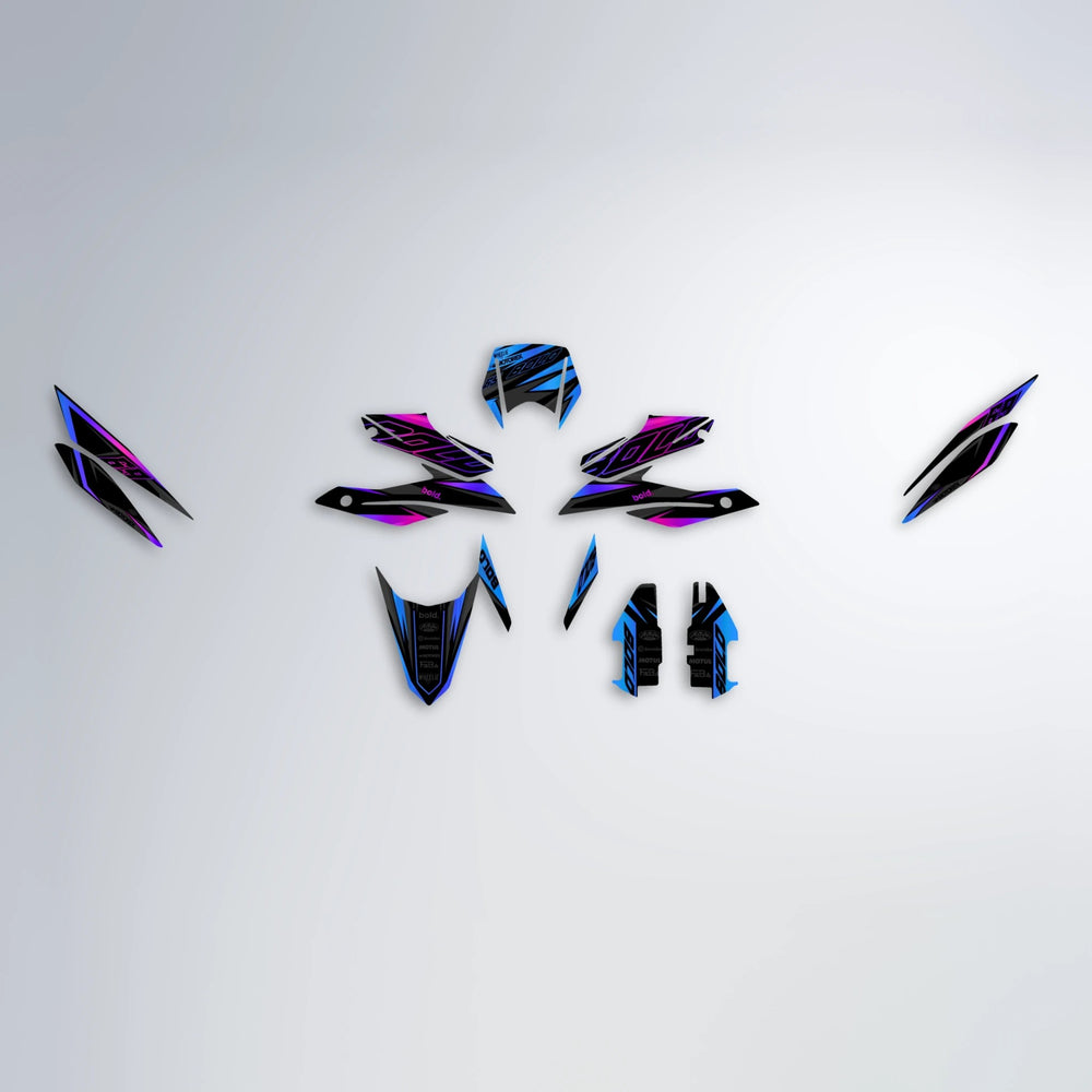 DORTOS Aprilia SX 125 graphics kit parts layout in Blue Purple Fade