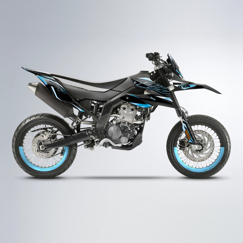DORTOS Aprilia SX 125 supermoto graphics kit in Light Blue & White