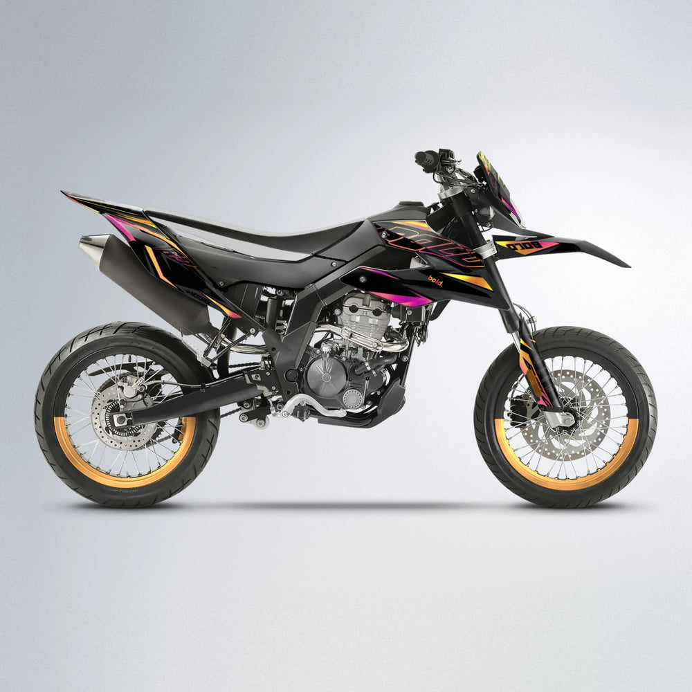 DORTOS Aprilia SX 125 supermoto graphics kit in Pink & Yellow