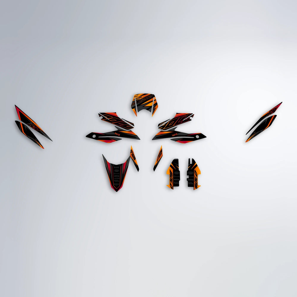 DORTOS Aprilia SX 125 graphics kit parts layout in Red & Orange