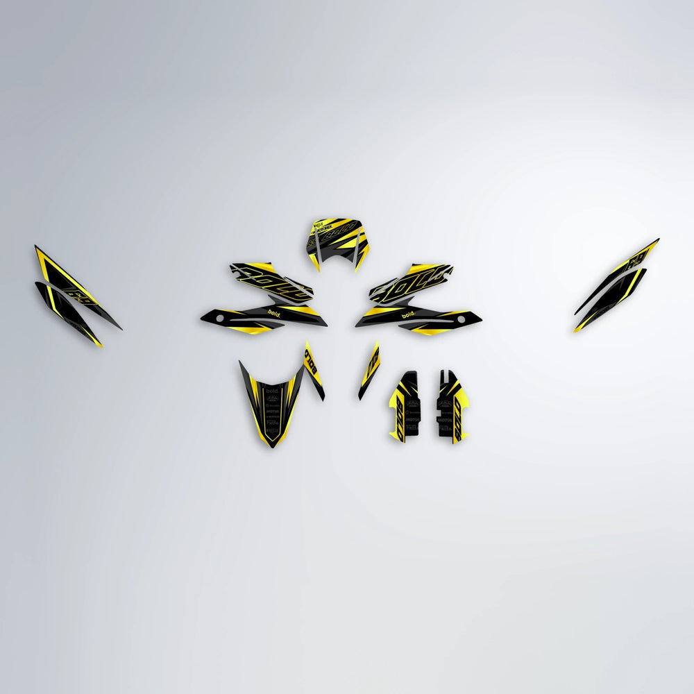 DORTOS Aprilia SX 125 graphics kit parts layout in Yellow