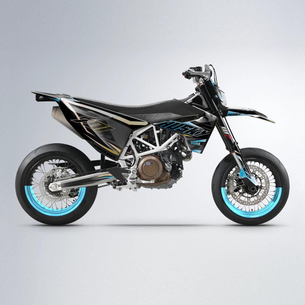 DORTOS Husqvarna 701 supermoto graphics kit in Light Blue & White