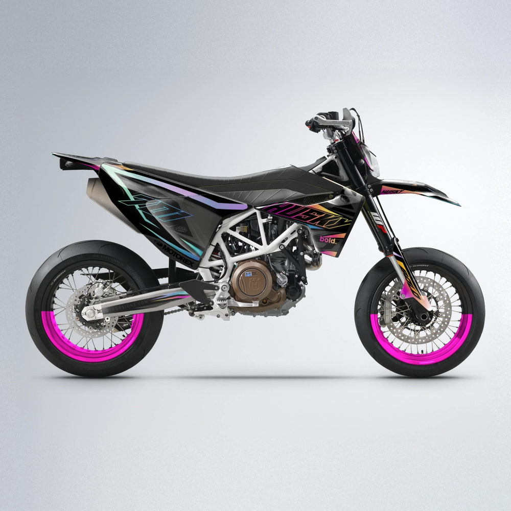 DORTOS Husqvarna 701 supermoto graphics kit in Pink & Yellow