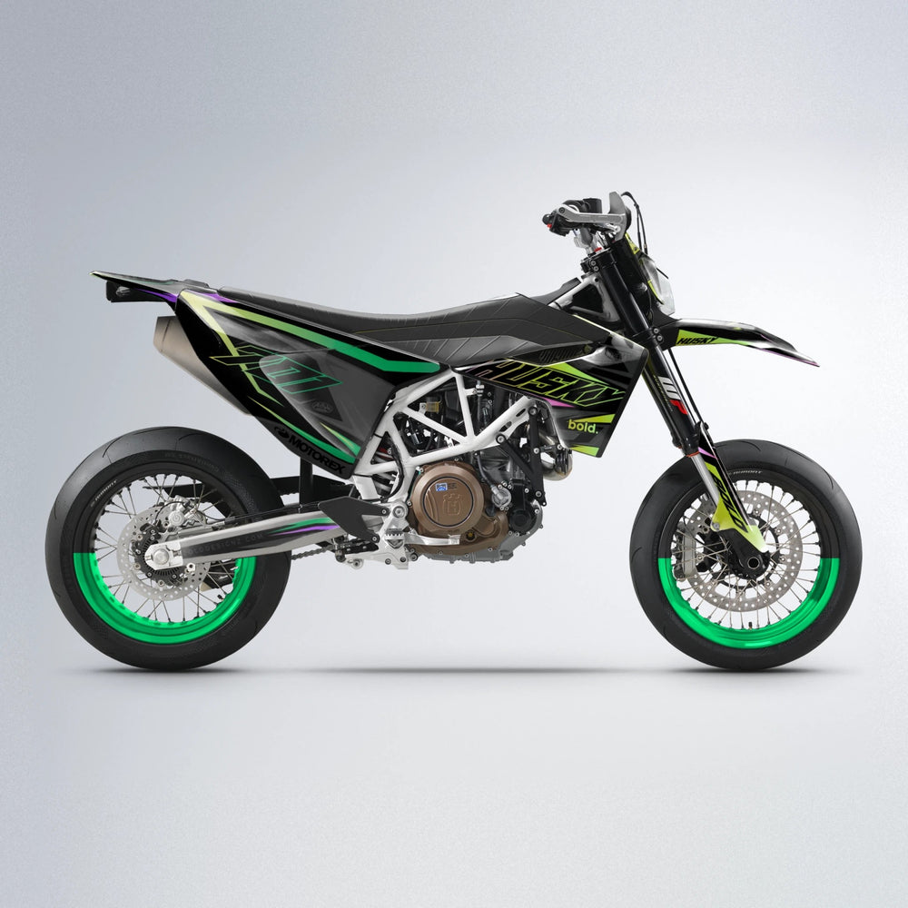 DORTOS Husqvarna 701 supermoto graphics kit in Purple & Yellow