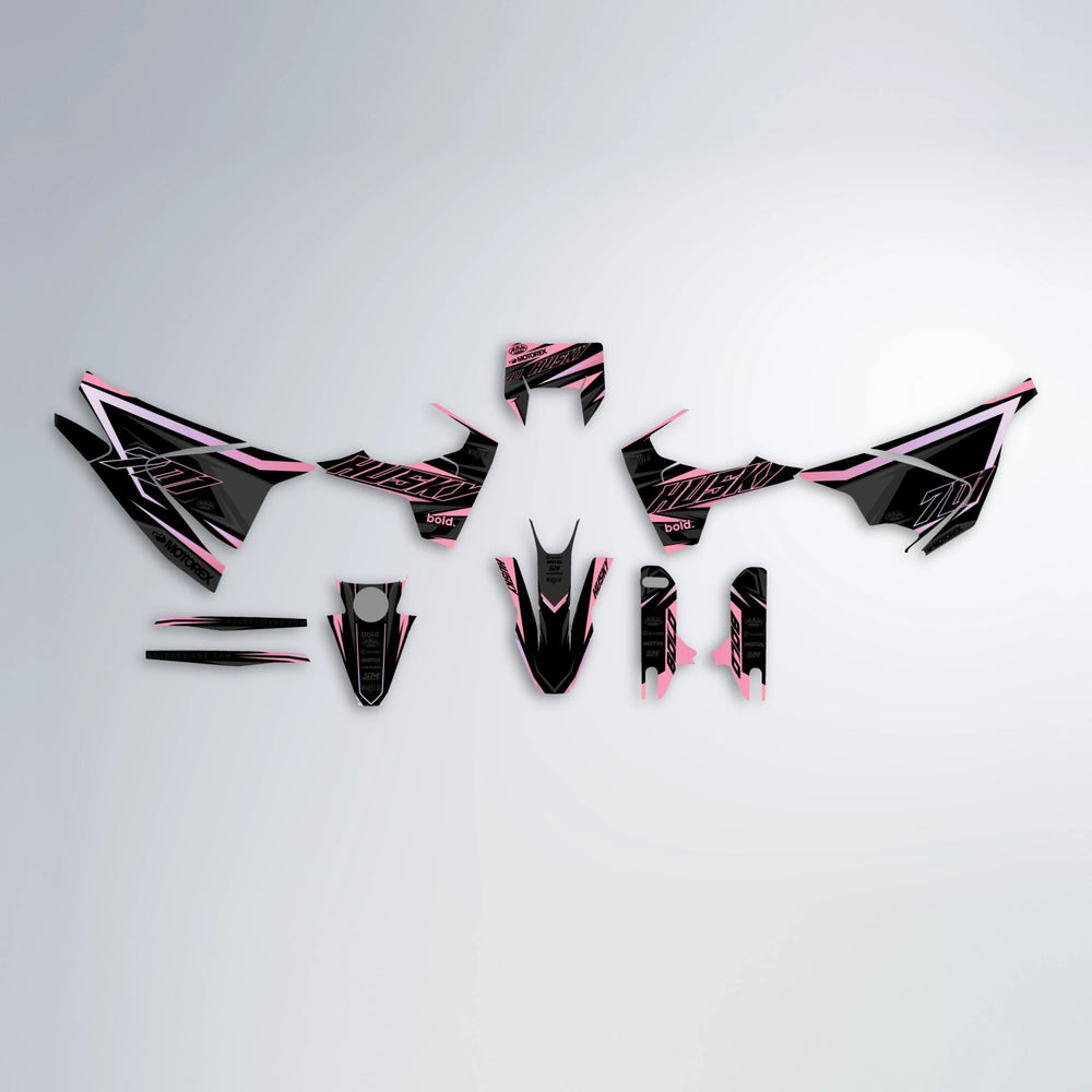 DORTOS Husqvarna 701 graphics kit parts layout in Sakura Pink