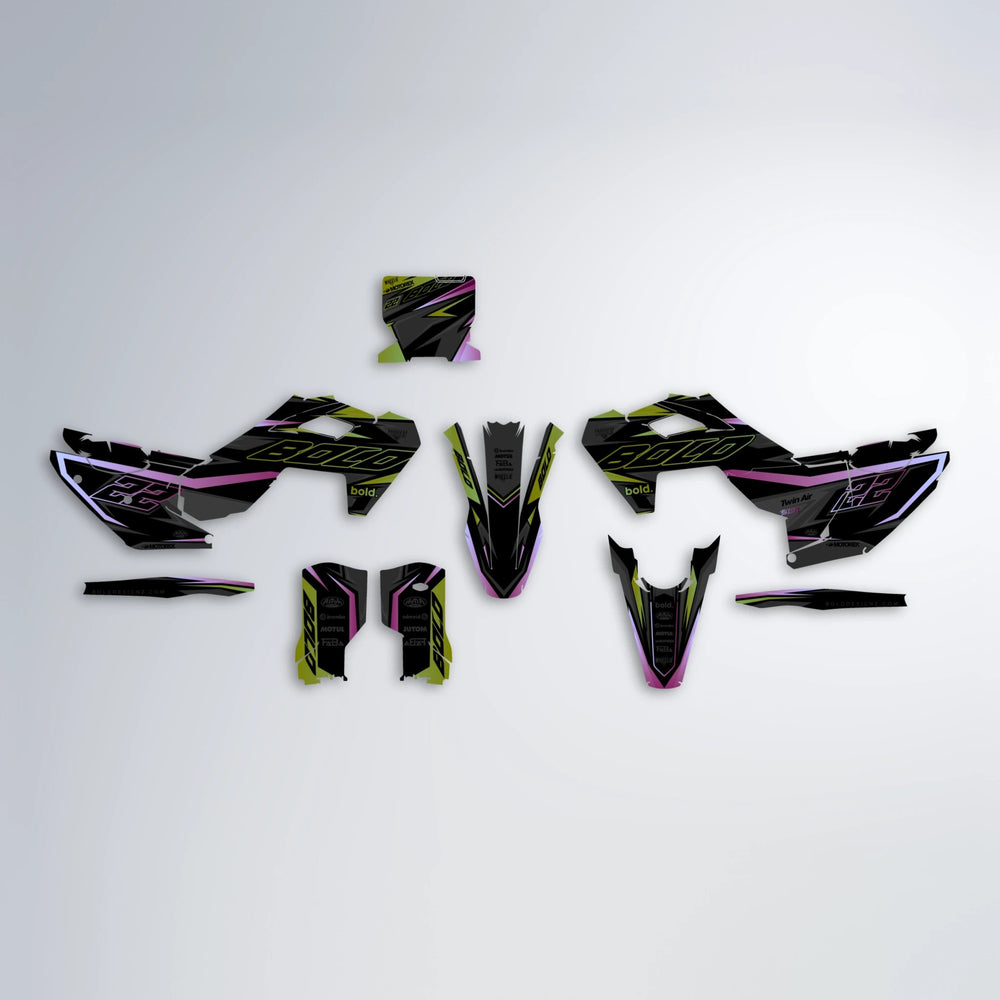 DORTOS Husqvarna FE/TE graphics kit parts layout in Olive