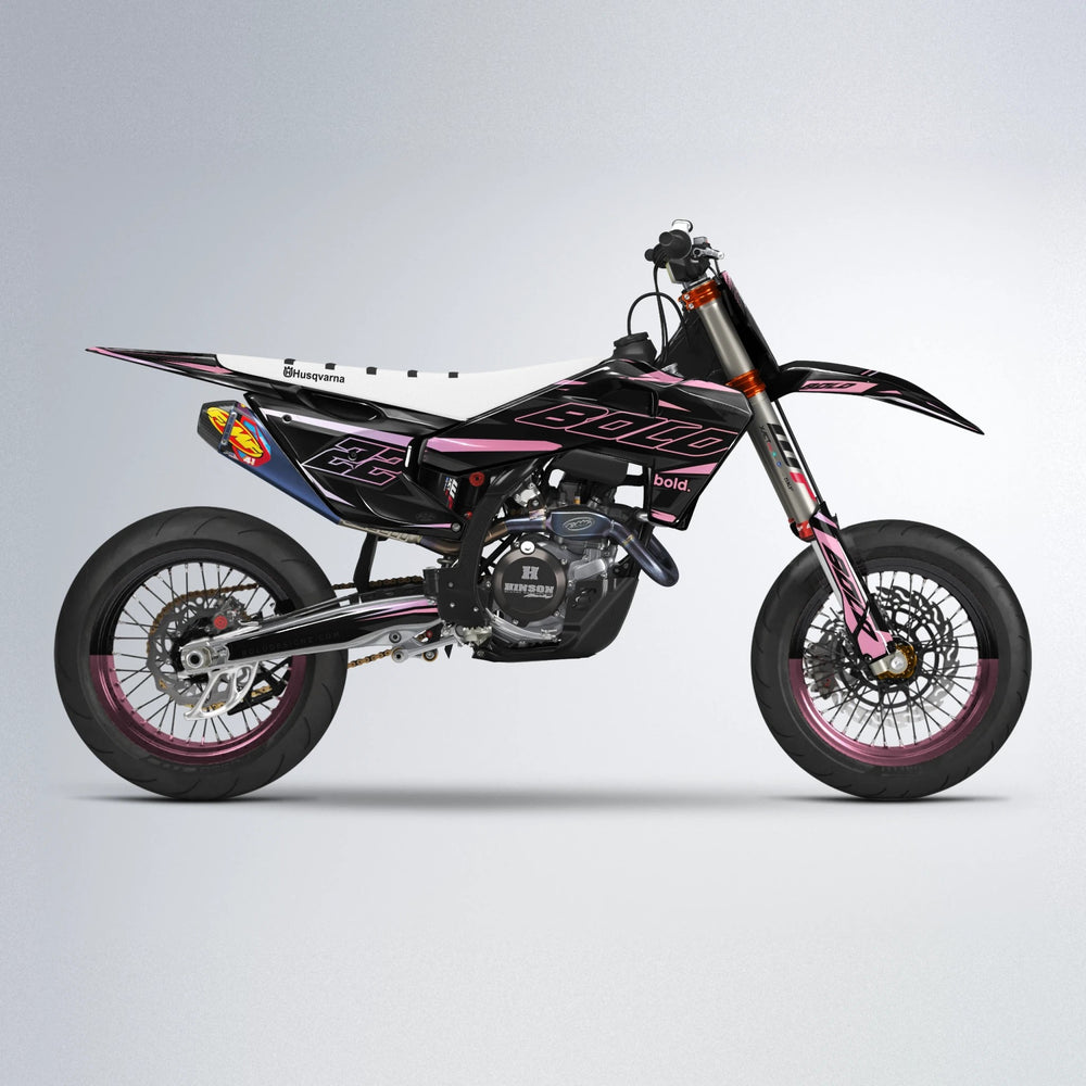 DORTOS Husqvarna FE/TE supermoto graphics kit in Sakura Pink