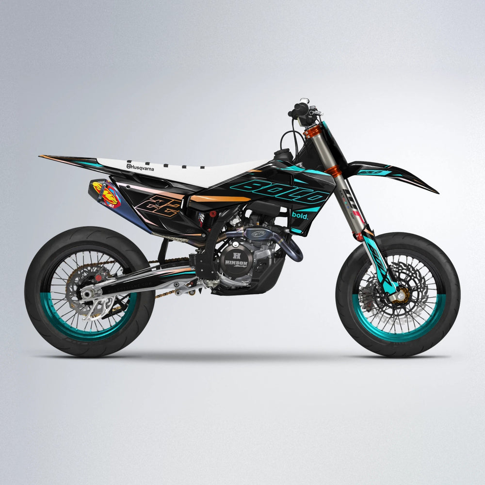 DORTOS Husqvarna FE/TE supermoto graphics kit in Teal