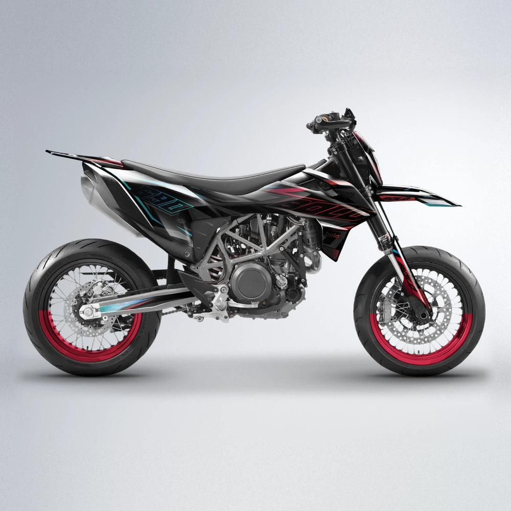 DORTOS KTM SMC 690 supermoto graphics kit in Black & Red