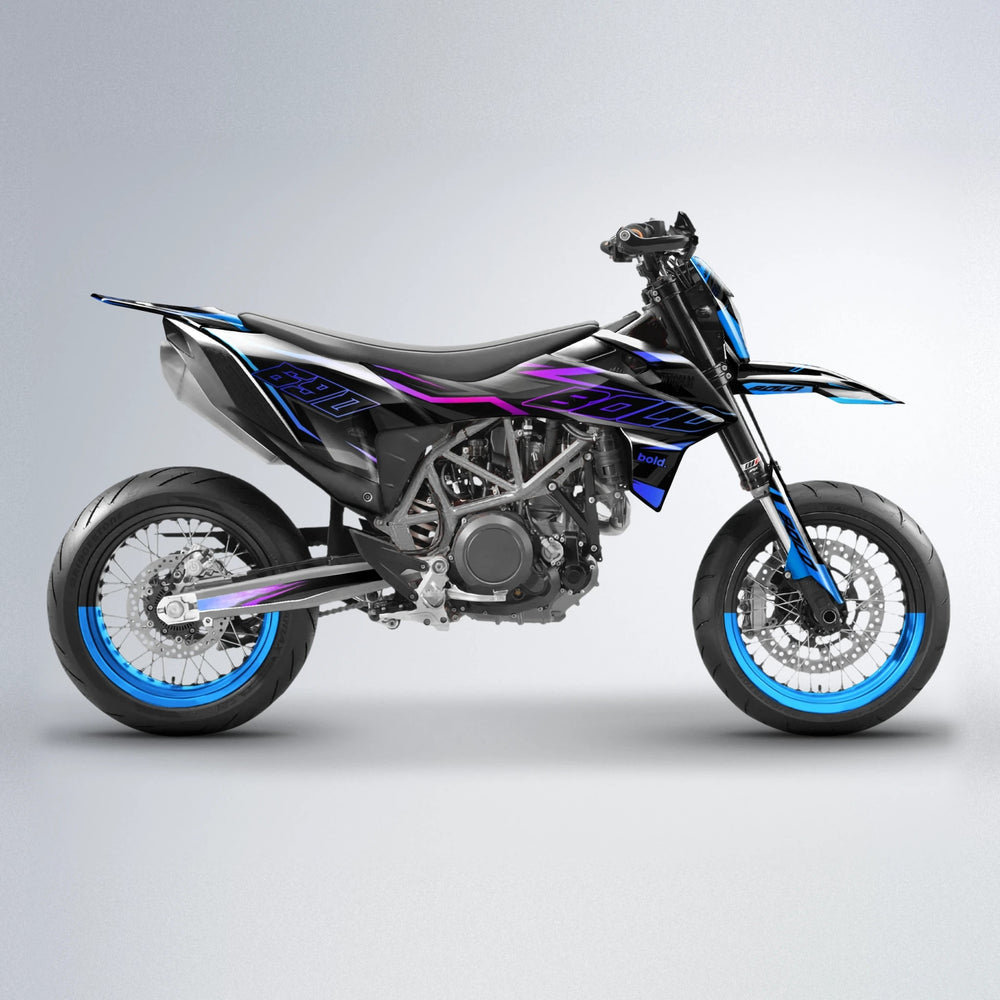 DORTOS KTM SMC 690 supermoto graphics kit in Blue Purple Fade