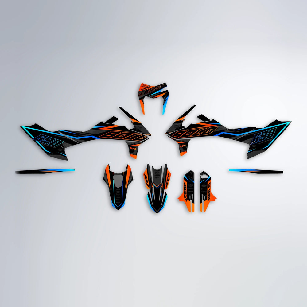 DORTOS KTM SMC 690 graphics kit parts layout in Custom Colour