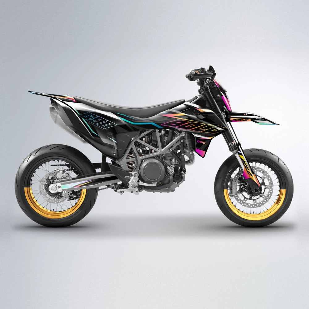 DORTOS KTM SMC 690 supermoto graphics kit in Pink & Yellow