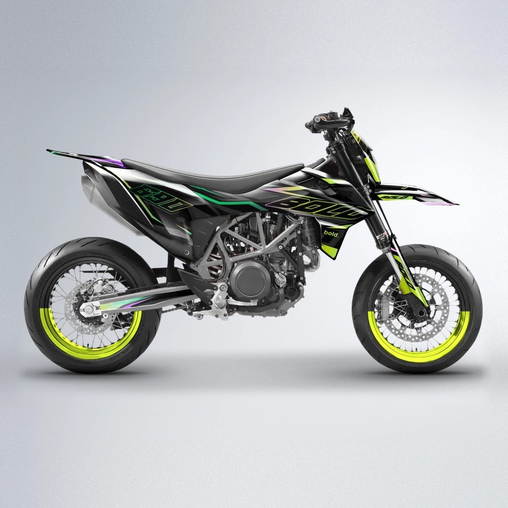 DORTOS KTM SMC 690 supermoto graphics kit in Purple & Yellow