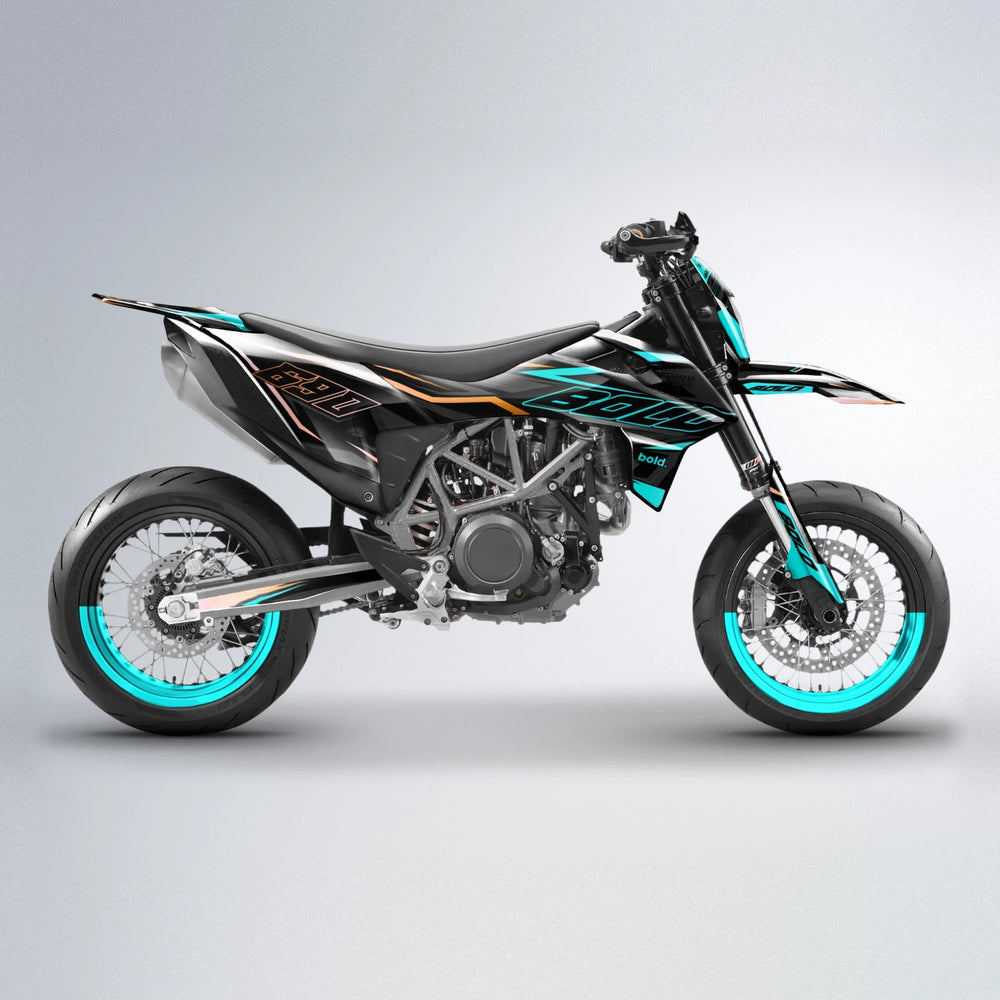 DORTOS KTM SMC 690 supermoto graphics kit in Teal