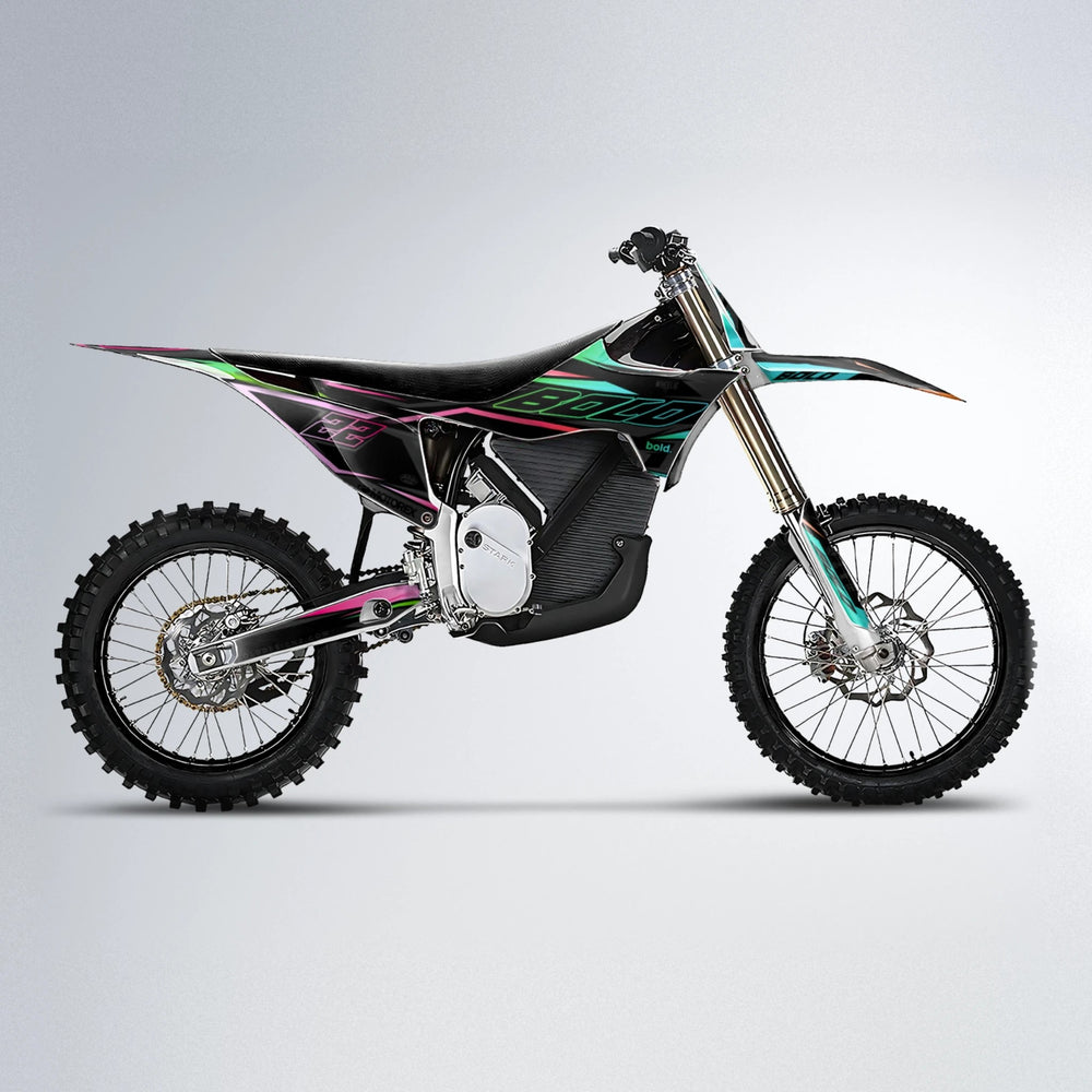 DORTOS Stark Varg MX motocross graphics kit in Cyan & Green