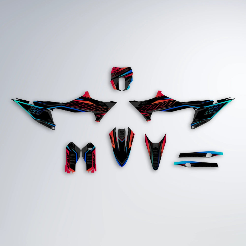 DORTOS Stark Varg MX graphics kit parts layout in Red