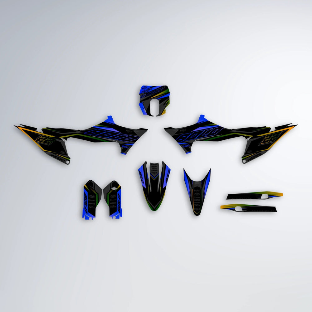 DORTOS Stark Varg SM graphics kit parts layout in Blue