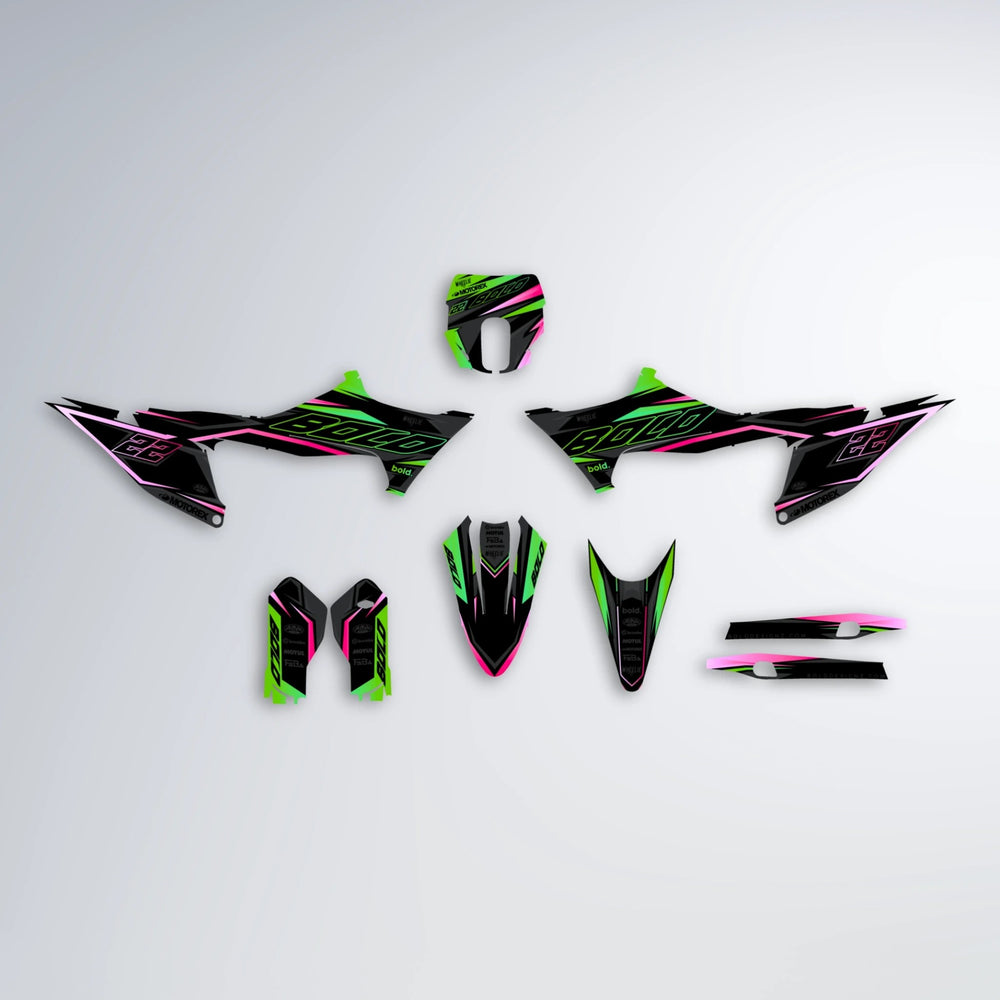 DORTOS Stark Varg SM graphics kit parts layout in Green