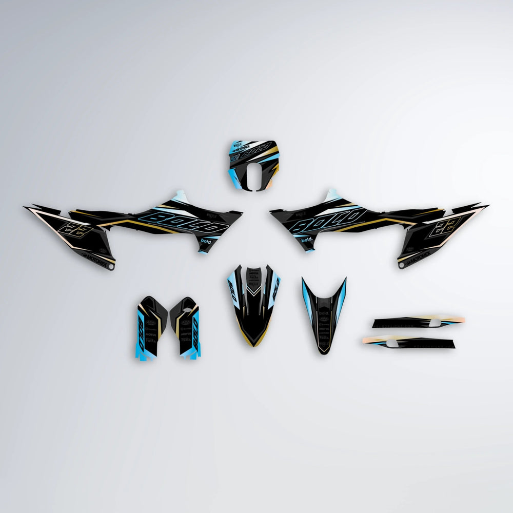 DORTOS Stark Varg SM graphics kit parts layout in Light Blue & White